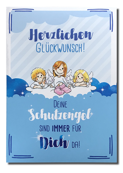 Schutzengel-Glückwunschkarte „Herzlichen Glückwunsch“