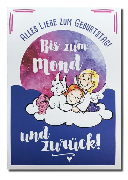 Schutzengel-Glückwunschkarte „Bis zum Mond und zurück“ ErfolgA