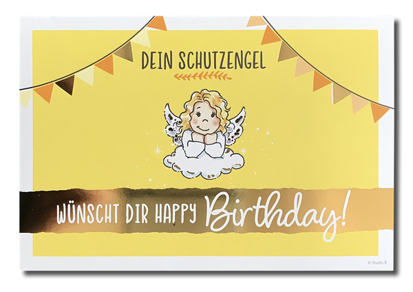 Postkarte „Dein Schutzengel wünscht Dir Happy Birthday!“