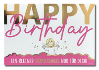 Postkarte „Happy Birthday“, pink