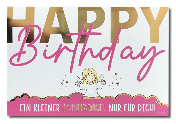 Postkarte „Happy Birthday“, pink