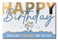 Postkarte „Happy Birthday“, blau